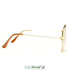 Metal Pilot Aviator Style - Mirror Diffraction Glasses, by GloFx - Gold