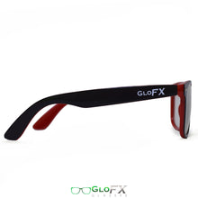 Load image into Gallery viewer, Black &amp; Red Ultimate Frames with Amber Tinted Lenses - Diffraction Glasses, by GloFX.