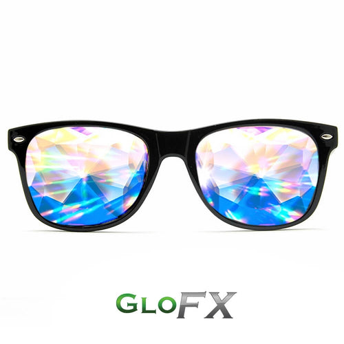 Kaleidoscope & Diffraction Glasses in BlackWayfarer Ultimate Frames, by GloFX.