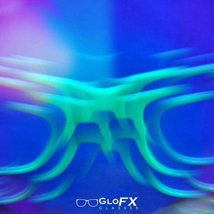White Frames with Rainbow Bug-Eye Lenses - Kaleidoscope Glasses, by GloFX.