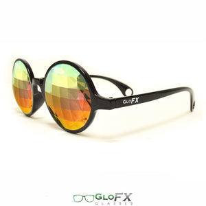 Black Frames with Bug Eye Lenses - Kaleidoscope Glasses, by GloFX.