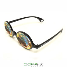 Load image into Gallery viewer, Black Frames with Bug Eye Lenses - Kaleidoscope Glasses, by GloFX.