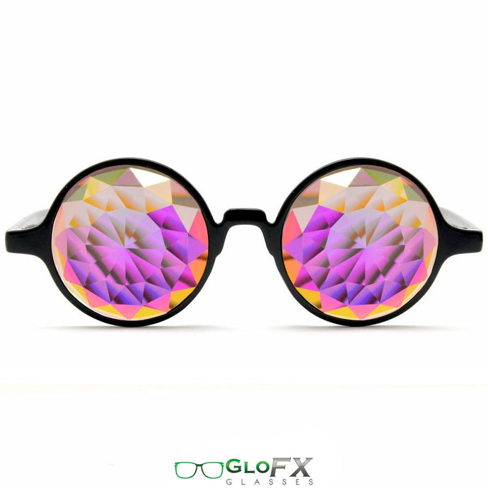 Black Frames with Rainbow Fractal Lenses - Kaleidoscope Glasses, by GloFX.