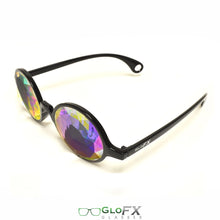 Load image into Gallery viewer, Black Frames with Rainbow Fractal Lenses - Kaleidoscope Glasses, by GloFX.
