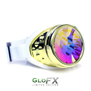 Royal Gold Kaleidoscope Goggles with Rainbow Fractal Lenses (Limited Edition), by GloFX
