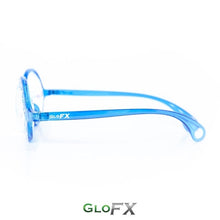 Load image into Gallery viewer, Transparent Blue Frames and Rainbow Tinted Lenses - Kaleidoscope Glasses, by GloFX.
