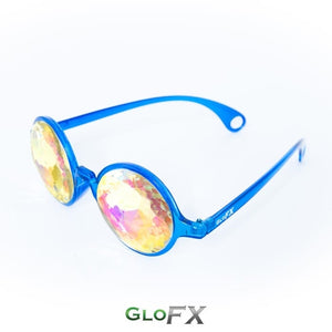 Transparent Blue Frames and Rainbow Tinted Lenses - Kaleidoscope Glasses, by GloFX.