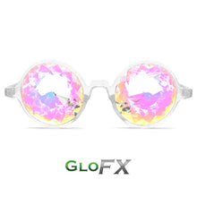 Load image into Gallery viewer, Transparent Clear Frames with Rainbow Tinted Lenses - Kaleidoscope Glasses, by GloFX.