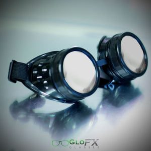 Jet Black Diffraction Goggles with emerald tinted lenses, by GloFX.