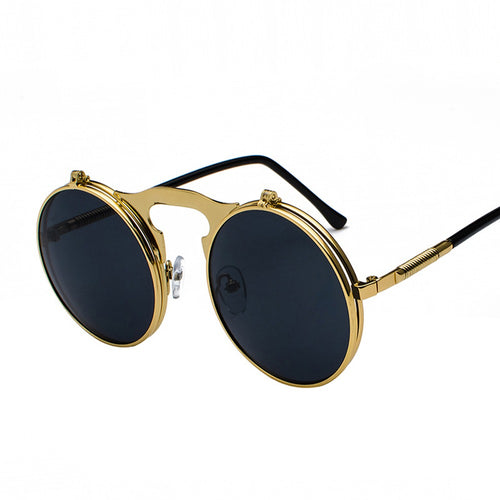 Flip The Script - Sunglasses With Flip Frames - Gold Frames + Black Lenses