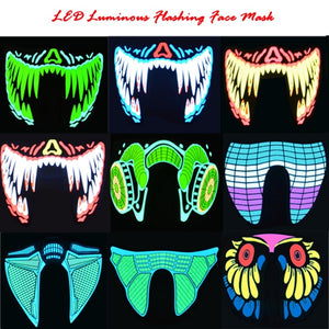 Luminous Sound Reactive Face Mask - Owl (Blue, Yellow & Red)
