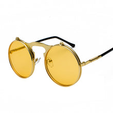 Load image into Gallery viewer, Flip The Script - Sunglasses With Flip Frames - Gold Frames + Yellow Sunset Lenses
