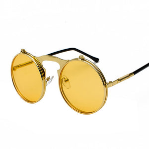 Flip The Script - Sunglasses With Flip Frames - Gold Frames + Yellow Sunset Lenses