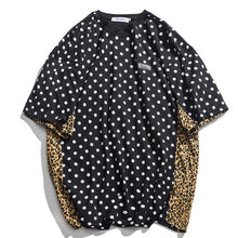 Load image into Gallery viewer, Splice Polka Dot &amp; Leopard Print Men&#39;s T Shirt - Black