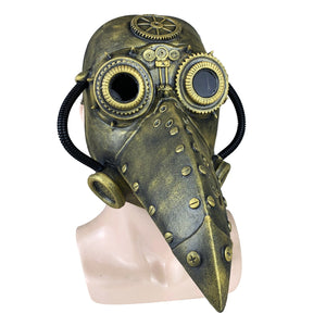 Medieval Steampunk Plague Doctor Mask with Birdlike Beak! - Mechanical - Silver