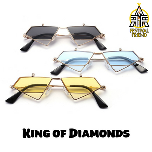 King of Diamonds 👑 – Flip Up Sunglasses – Silver & Blue