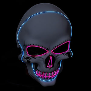 White Skull Mask with Green LED Lights! - 3 Light Modes (2 x flashing)