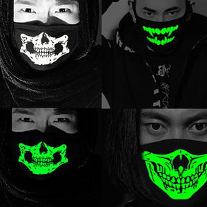 Black & Neon Green Skull & Teeth Snoods - Skull 2