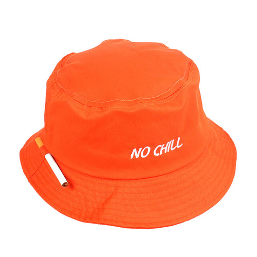 The 'No Chill' Smoker's ♨️ Bucket Hat ft. Convenient Cigarette Holder on Side of Hat - Orange