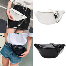 Load image into Gallery viewer, Leather Look Waist Bag ft. Silver Chain &amp; Zipper - All Colours (2)