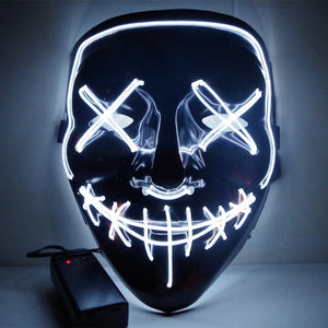 White Halloween Light Up Neon Purge Mask