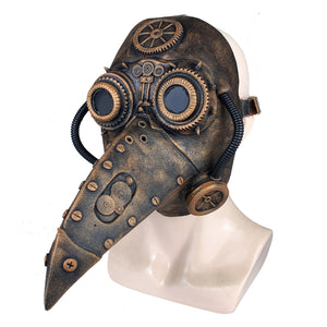 Medieval Steampunk Plague Doctor Mask with Birdlike Beak! - Mechanical - Gold