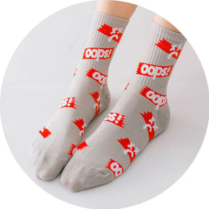 Oops! ❌ Socks - White & Pink