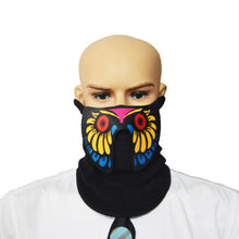 Load image into Gallery viewer, Luminous Sound Reactive Face Mask - Owl (Blue, Yellow &amp; Red)