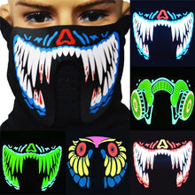 Load image into Gallery viewer, Luminous Sound Reactive Face Mask - Owl (Blue, Yellow &amp; Red)