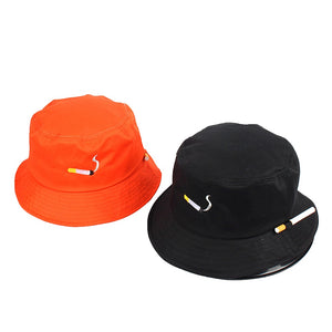 The 'No Chill' Smoker's ♨️ Bucket Hat ft. Convenient Cigarette Holder on Side of Hat - Orange