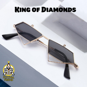King of Diamonds 👑 – Flip Up Sunglasses – Gold & Red