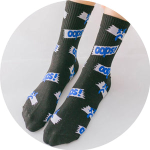 Oops! ❌ Socks - White & Blue