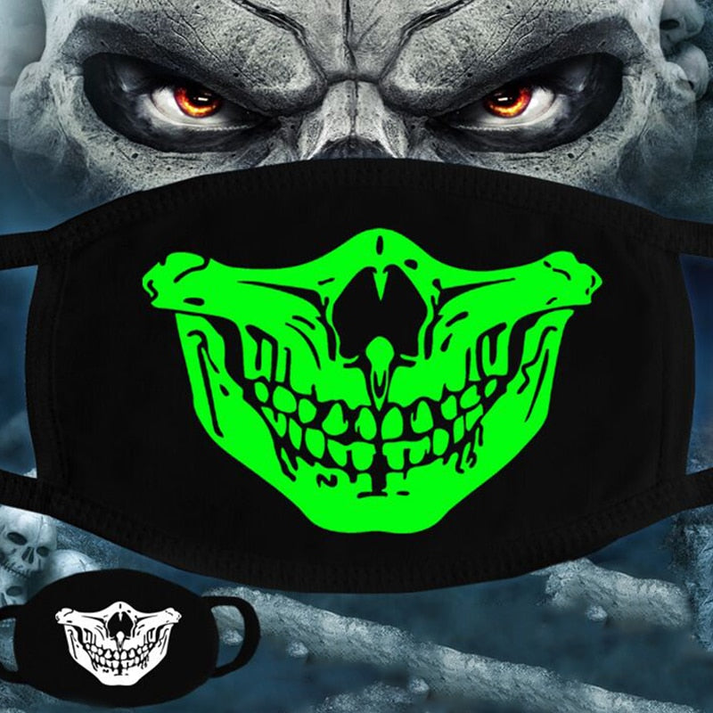 Black & Neon Green Skull & Teeth Snoods - Skull 1