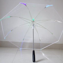 Load image into Gallery viewer, Changing Color LED Umbrella with Flashlight Transparent Handle