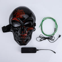 Load image into Gallery viewer, White Skull Mask with Green LED Lights! - 3 Light Modes (2 x flashing)