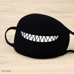 Black Grin-Face Mouth Coverings - Zipper