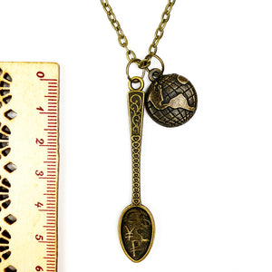 World Keeps Turning Spoon Chain Necklace - Antique Bronze