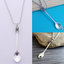Load image into Gallery viewer, Large Pendant Tea Spoon on Silver Ball Chain / Necklace 24&quot;