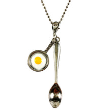 Load image into Gallery viewer, Large Silver Fried Egg Tea Spoon Necklace/Chain 24&quot;