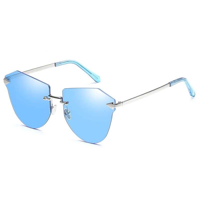 I'm Right Here - Sunglasses - Silver Frame + Blue Lenses