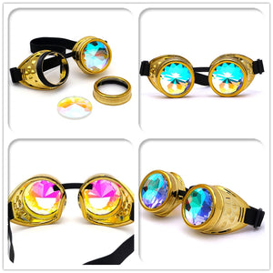 Gold Goggles with Rainbow Kaleidoscope Lenses 🔮 (X Range)