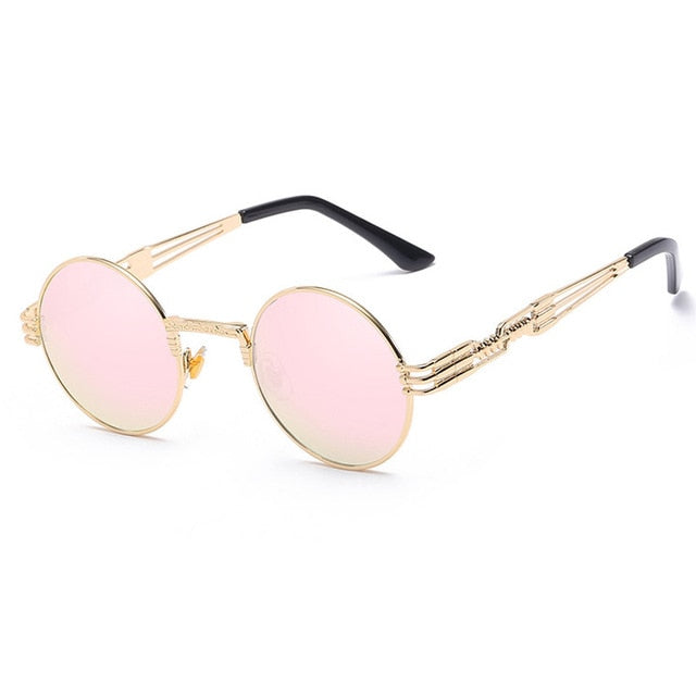 Trapper - Vintage Quavo-Style Sunglasses - Gold Frame + Pink Lenses