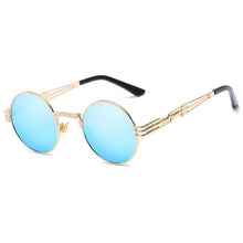 Load image into Gallery viewer, Trapper - Vintage Quavo-Style Sunglasses - Gold Frame + Blue Lenses