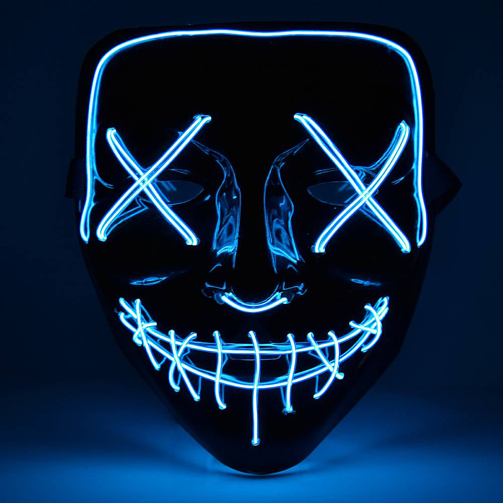 Blue Halloween Light Up Neon Purge Mask