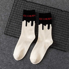 Load image into Gallery viewer, Ice Cream Patterned Skateboarding Socks - White with Black
