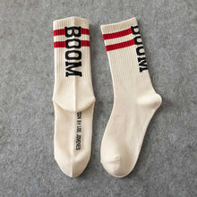 Load image into Gallery viewer, Boom 💥 Socks - Off White with Red Stripes