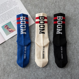 Boom 💥 Socks - Blue with Red Stripes