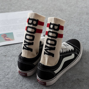 Boom 💥 Socks - Black with Red Stripes