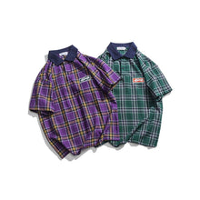 Load image into Gallery viewer, Casual Men&#39;s Tartan Polo Shirt - Purple