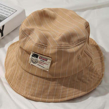 Load image into Gallery viewer, Casual Pinstripe Bucket Hat - Beige